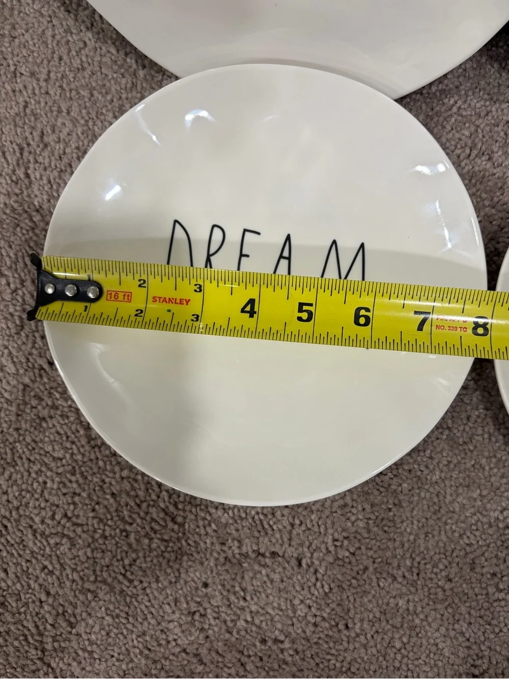 Rae Dunn Style White Melamine Dinner Plates - Create, Breathe, Dream, Relax